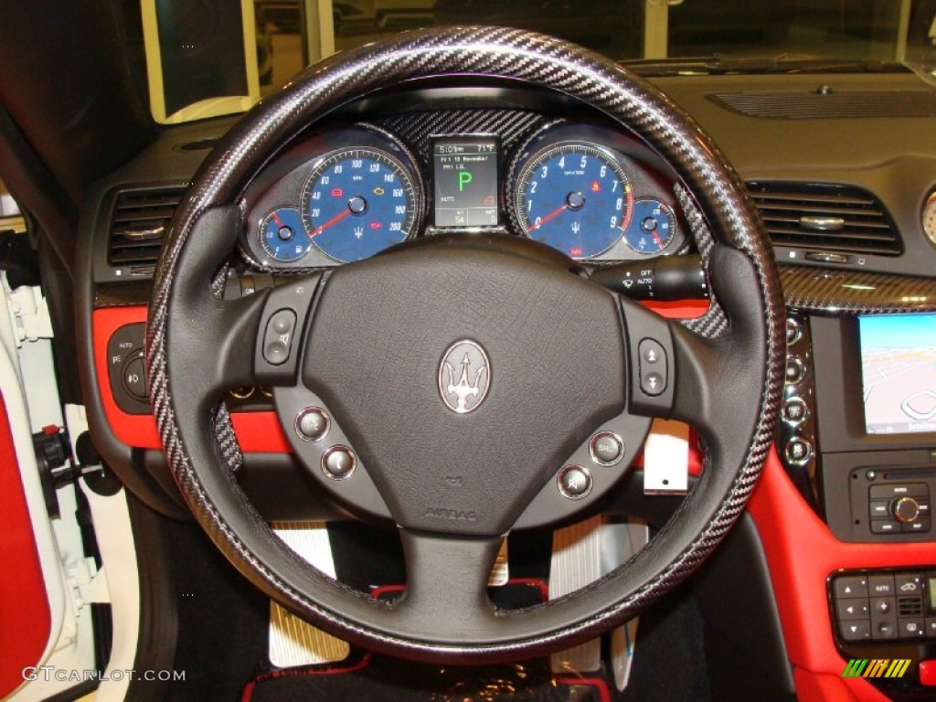 2012 Maserati GranTurismo Convertible GranCabrio Sport Rosso Corallo Steering Wheel Photo #56848742