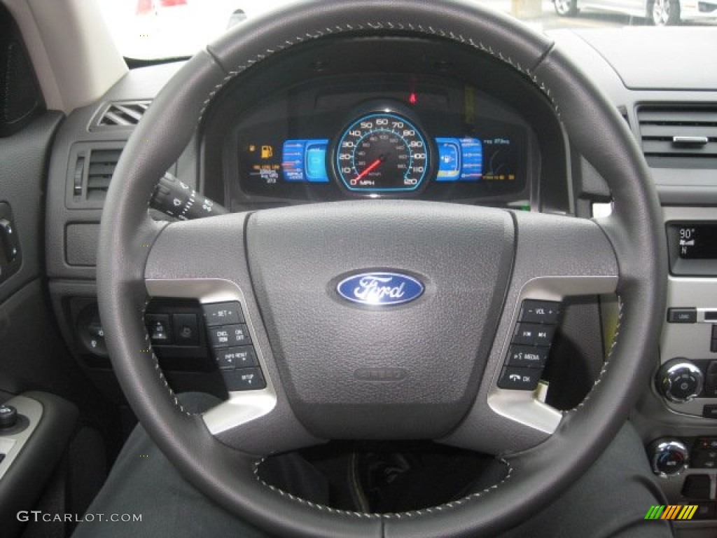 2012 Ford Fusion Hybrid Charcoal Black Steering Wheel Photo #56849129