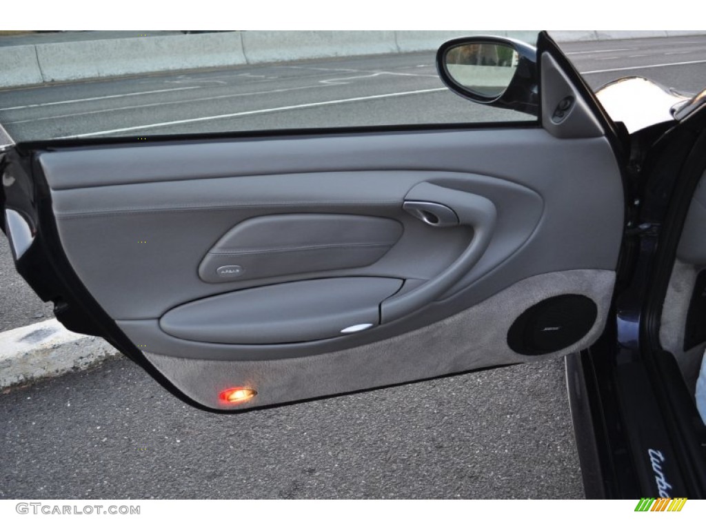 2002 Porsche 911 Turbo Coupe Graphite Grey Door Panel Photo #56849843