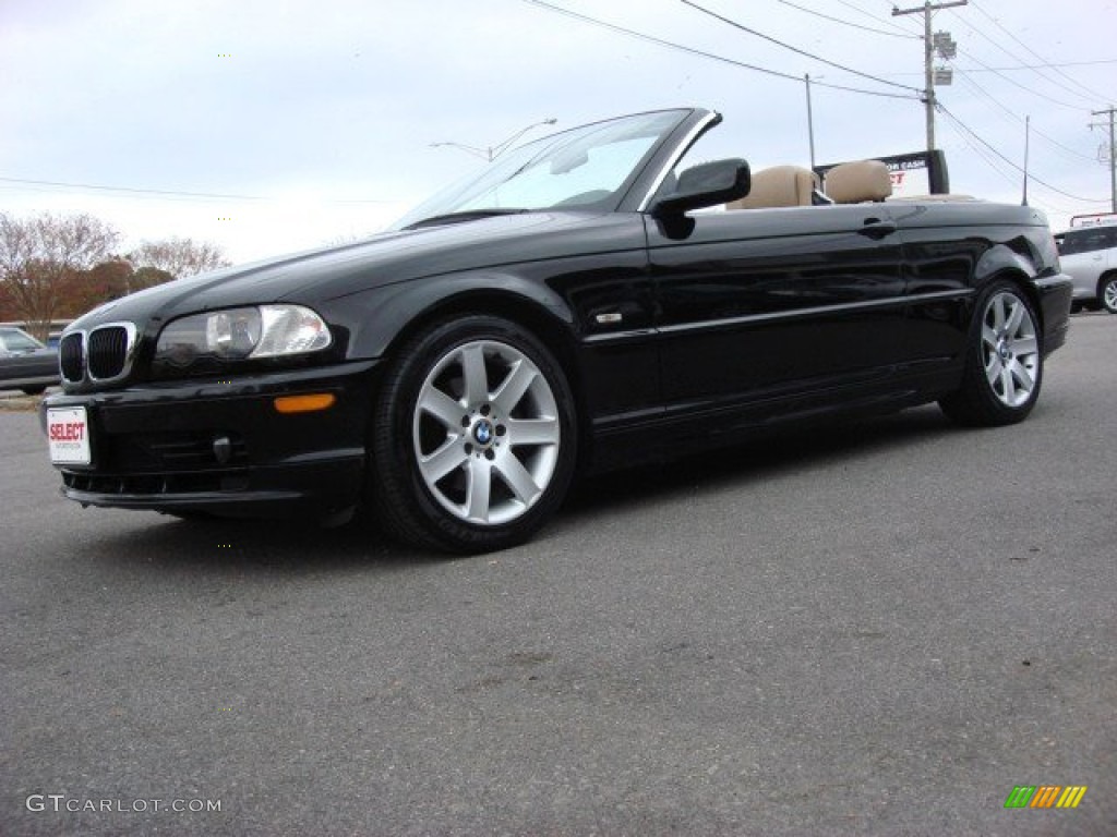 2002 3 Series 325i Convertible - Jet Black / Beige photo #2
