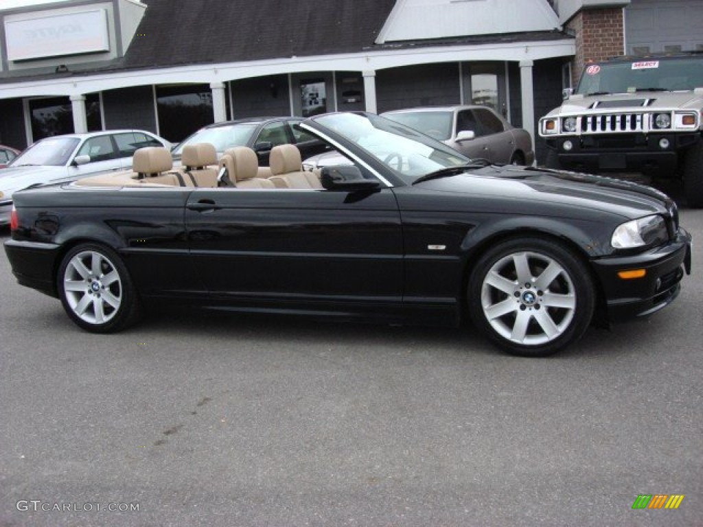 2002 3 Series 325i Convertible - Jet Black / Beige photo #7