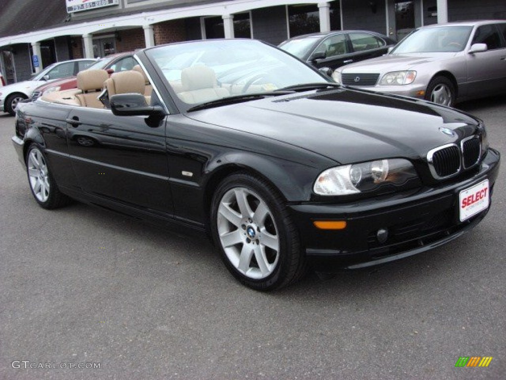 2002 3 Series 325i Convertible - Jet Black / Beige photo #8