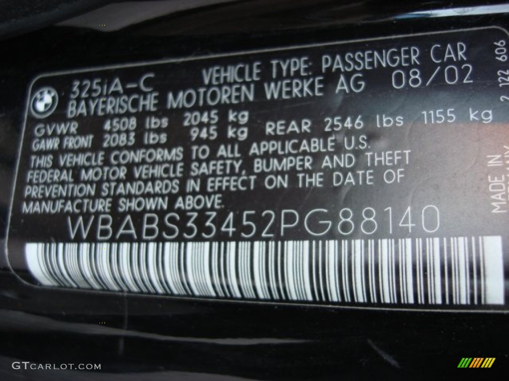2002 3 Series 325i Convertible - Jet Black / Beige photo #25