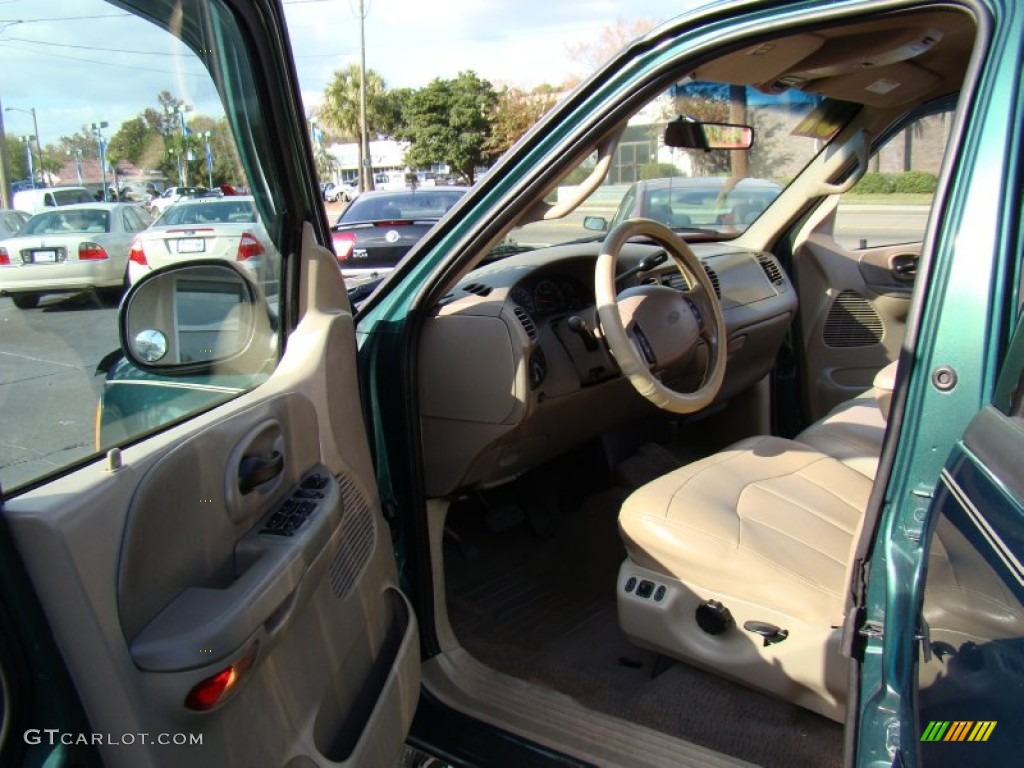 2001 F150 Lariat SuperCrew - Amazon Green Metallic / Medium Parchment photo #9