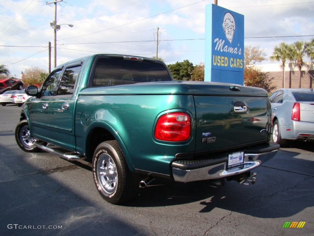 2001 F150 Lariat SuperCrew - Amazon Green Metallic / Medium Parchment photo #32