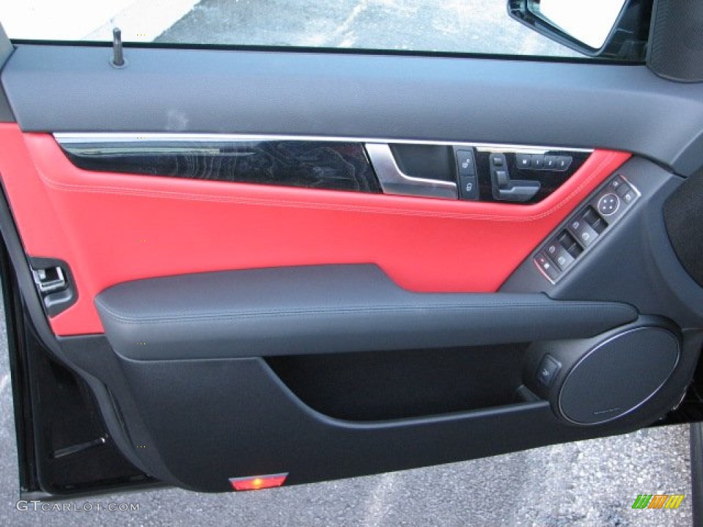 2012 Mercedes-Benz C 63 AMG AMG Classic Red/Black Door Panel Photo #56856014