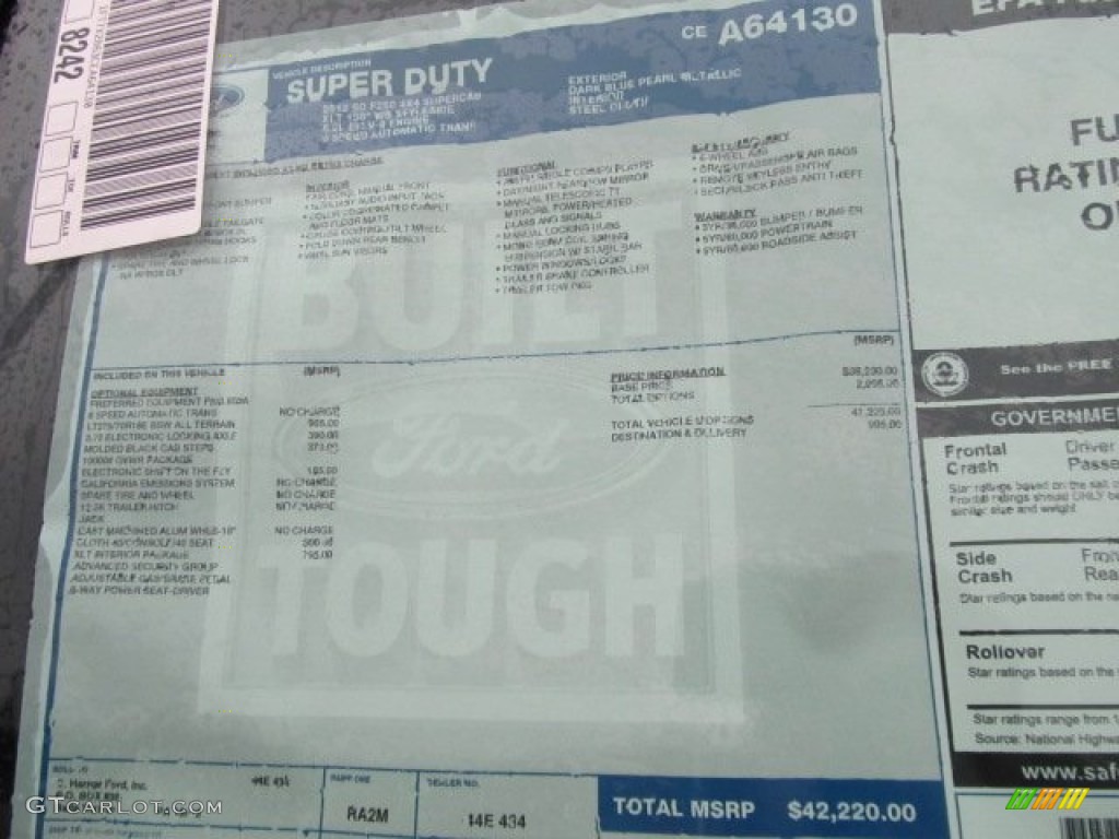 2012 Ford F250 Super Duty XLT SuperCab 4x4 Window Sticker Photo #56858981