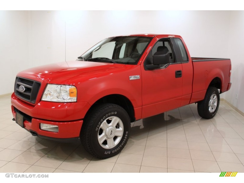 Bright Red 2005 Ford F150 STX Regular Cab 4x4 Exterior Photo #56867498