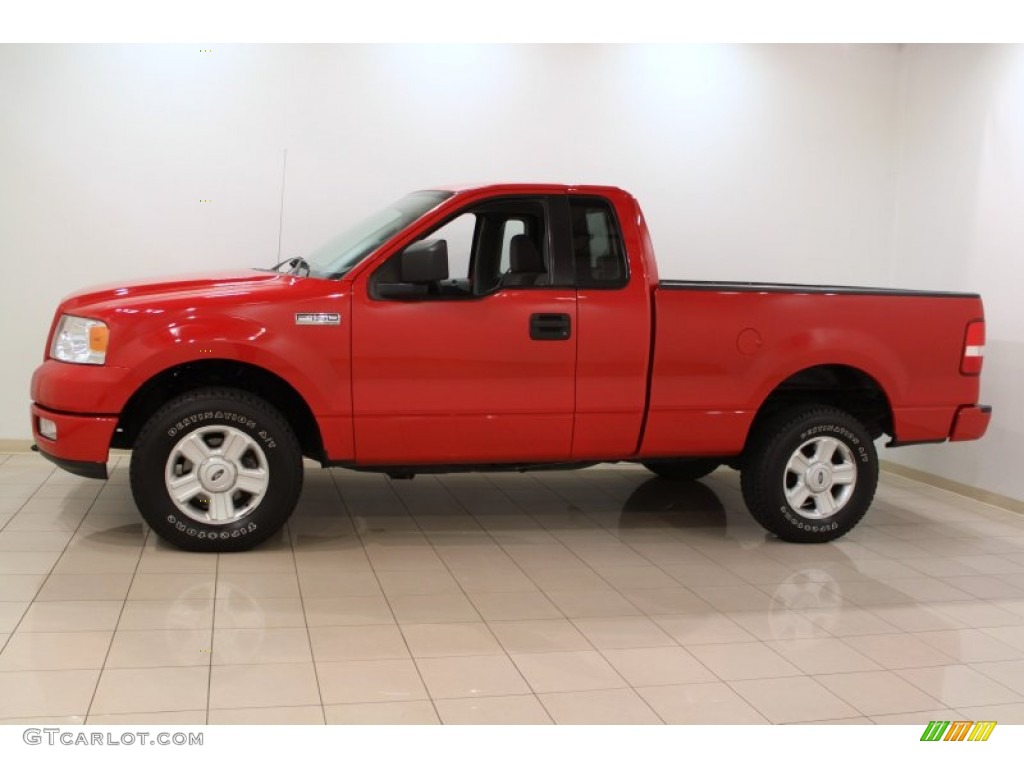 2005 F150 STX Regular Cab 4x4 - Bright Red / Medium Flint Grey photo #4