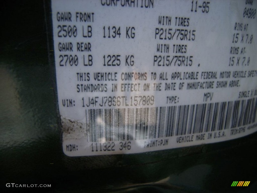 1996 Jeep Cherokee Country 4WD Parts Photos