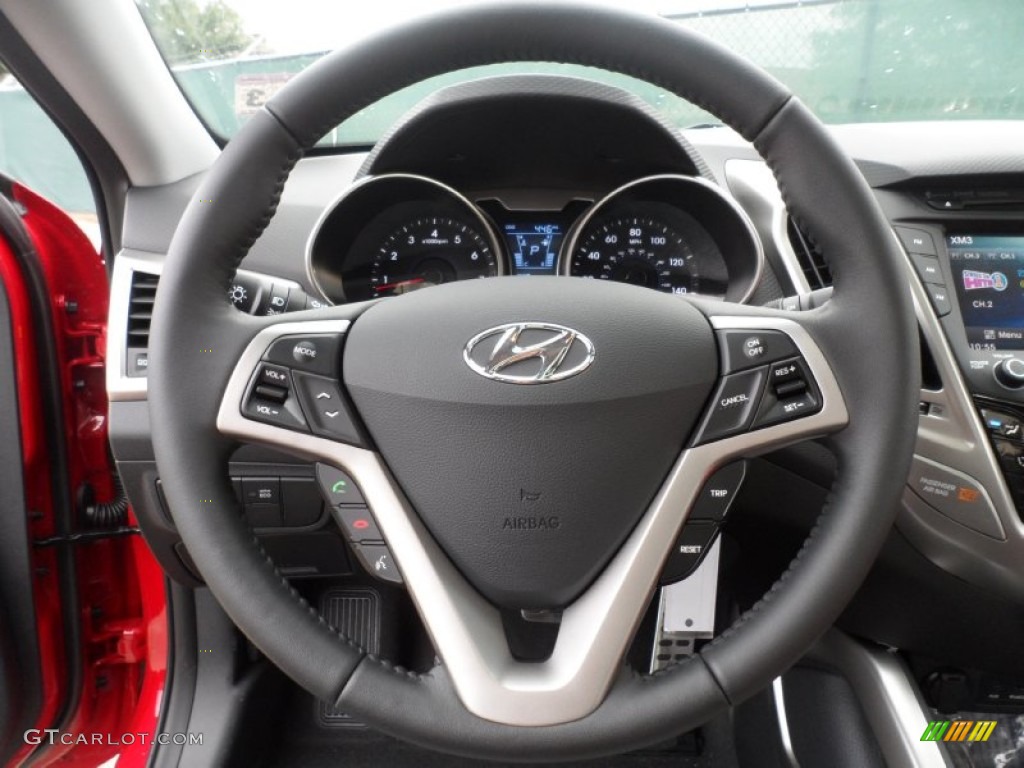 2012 Hyundai Veloster Standard Veloster Model Gray Steering Wheel Photo #56869805