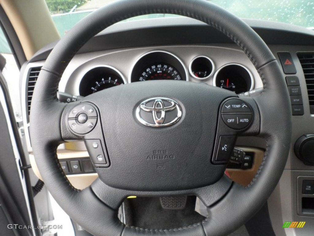 2012 Toyota Sequoia Limited Sand Beige Steering Wheel Photo #56870273