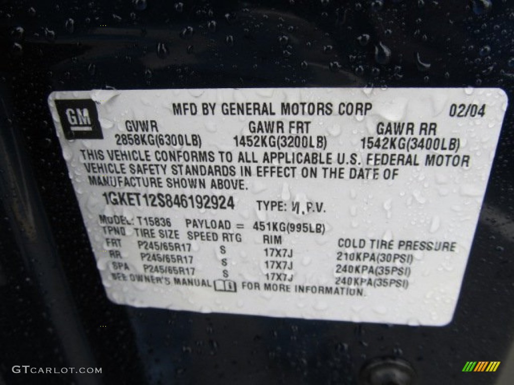 2004 Envoy XUV SLT 4x4 - Indigo Blue Metallic / Dark Pewter photo #19