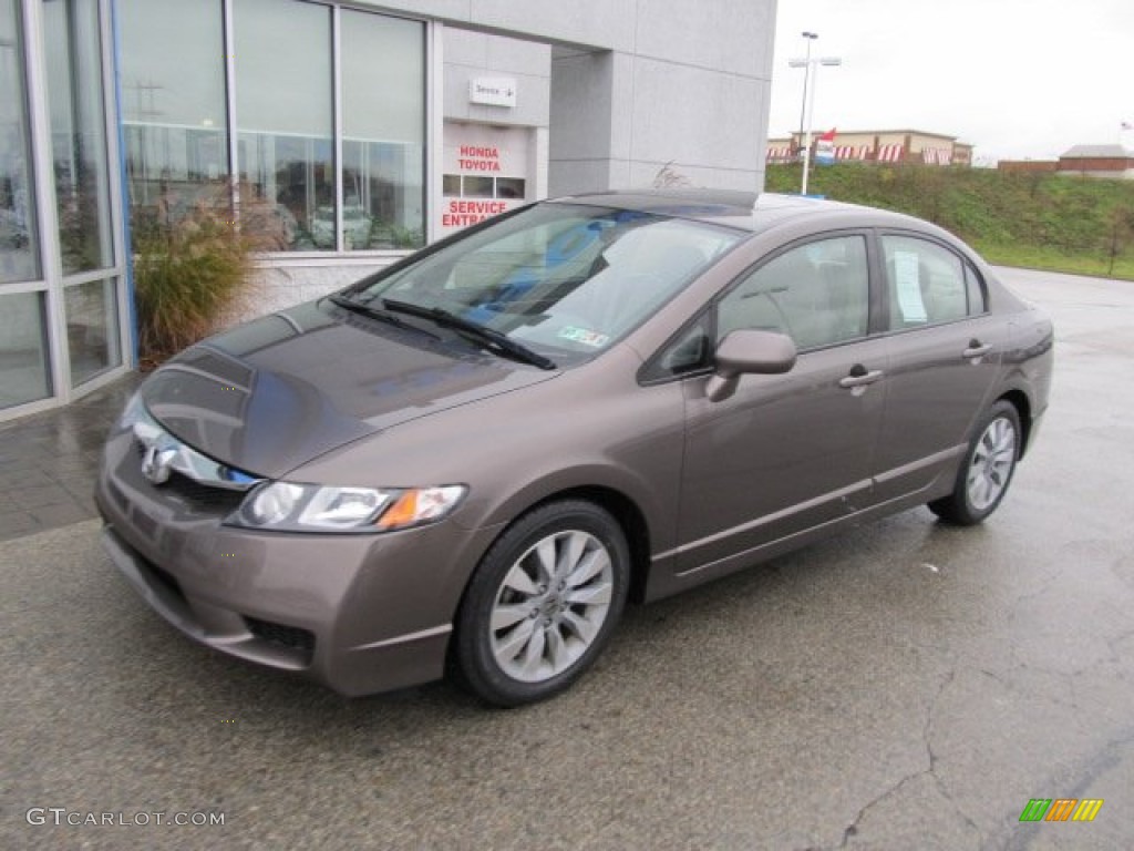 2010 Civic EX Sedan - Urban Titanium Metallic / Beige photo #2
