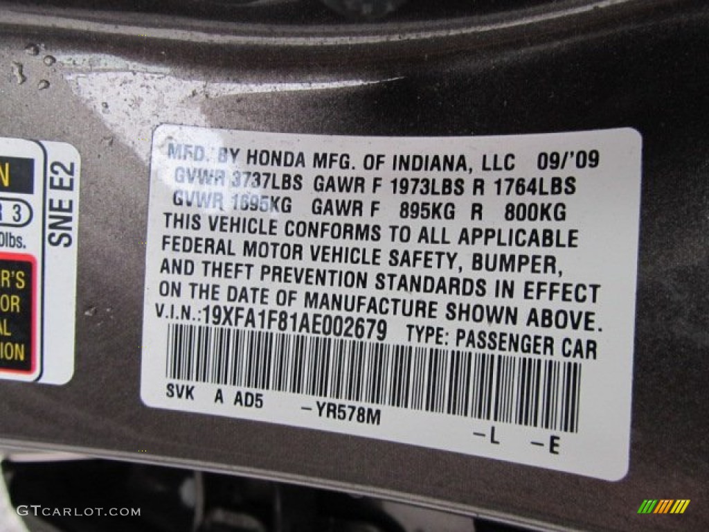 2010 Civic EX Sedan - Urban Titanium Metallic / Beige photo #19