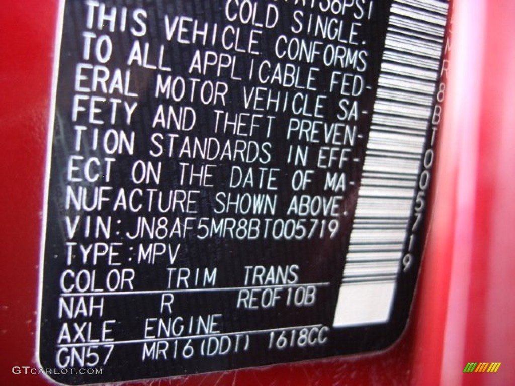 2011 Juke Color Code NAH for Cayenne Red Photo #56901385