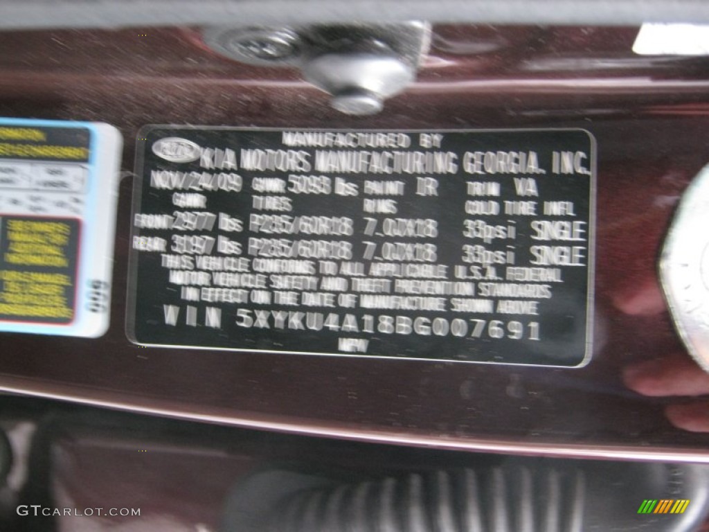 2011 Sorento EX - Dark Cherry / Gray photo #26