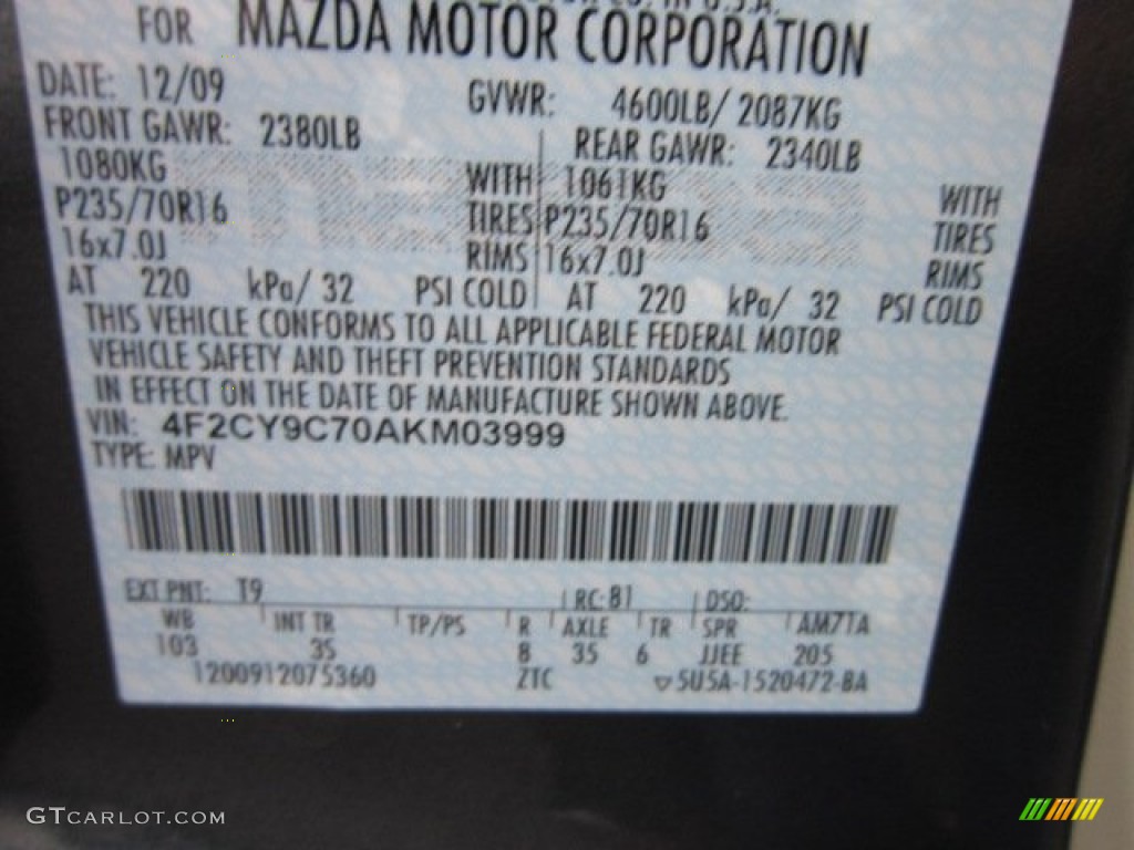 2010 Tribute Color Code T9 for Monterey Gray Photo #56904334