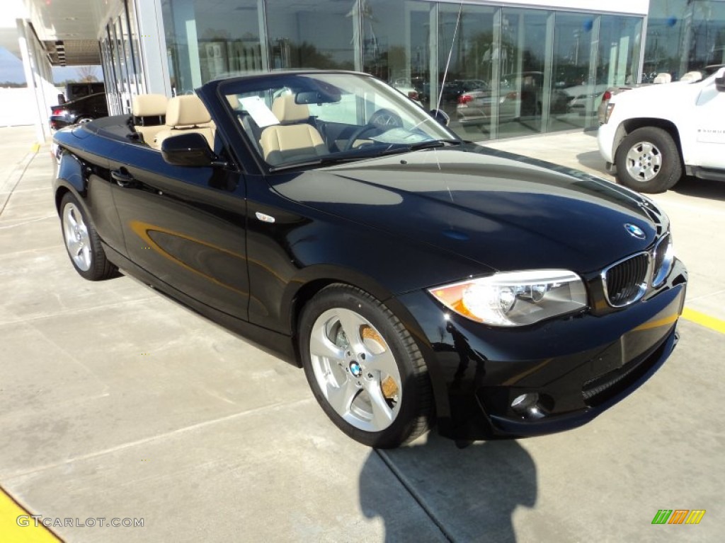 2012 1 Series 128i Convertible - Jet Black / Taupe photo #2