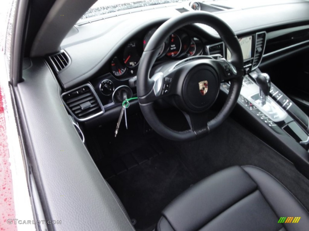 2011 Porsche Panamera 4S Black Steering Wheel Photo #56907322