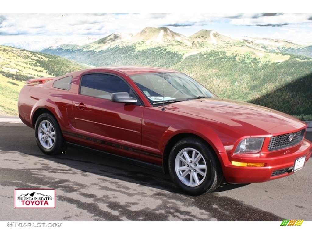 2005 Mustang V6 Deluxe Coupe - Redfire Metallic / Light Graphite photo #1