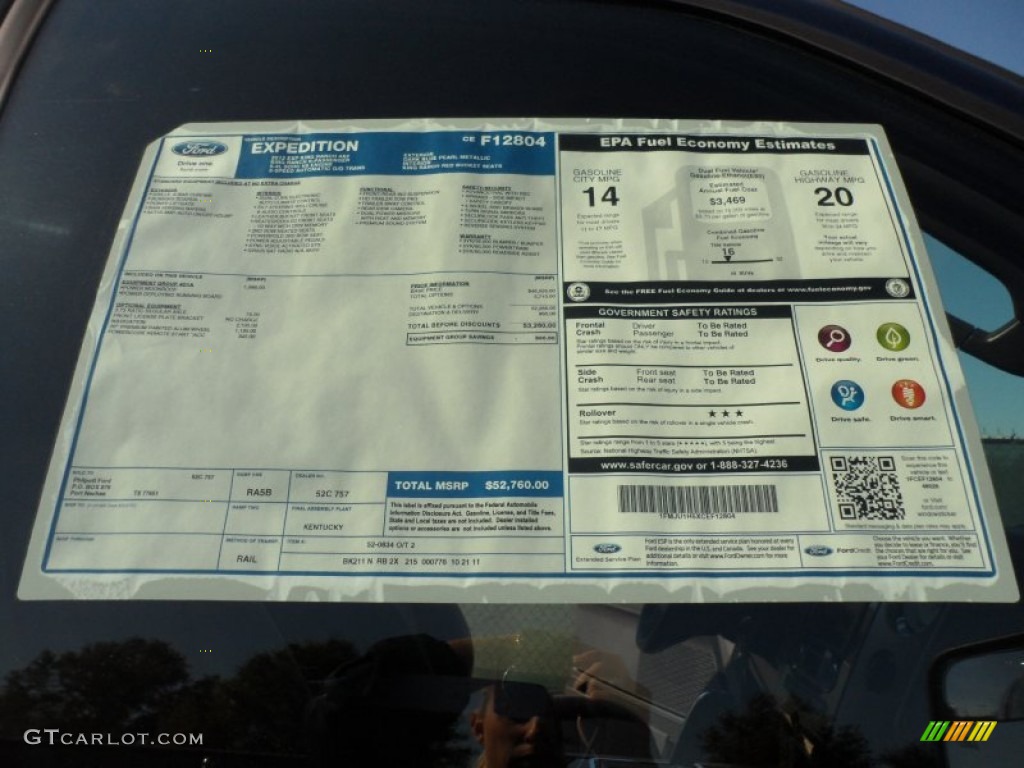 2012 Ford Expedition King Ranch Window Sticker Photo #56921764