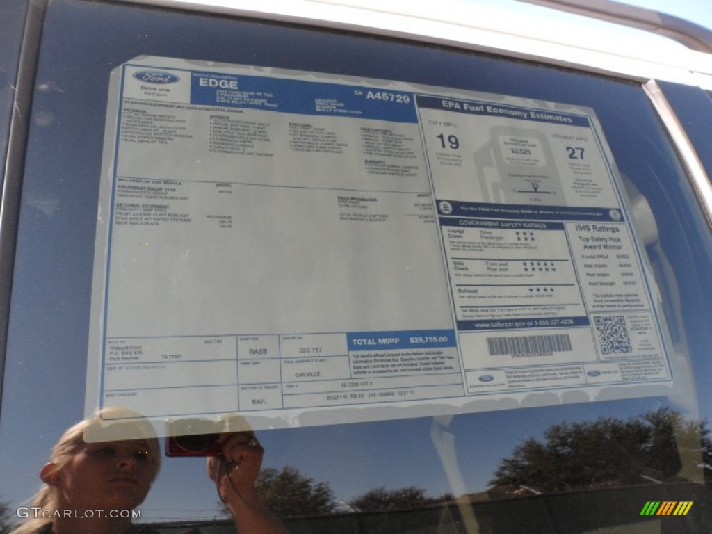 2012 Ford Edge SE Window Sticker Photo #56922256