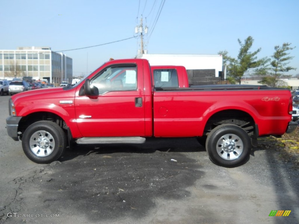 2005 F350 Super Duty XL Regular Cab 4x4 - Red / Tan photo #2