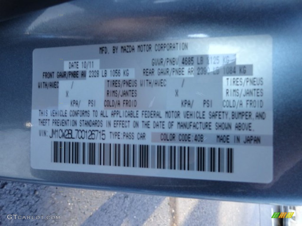 2012 MAZDA5 Color Code 40B for Clear Water Blue Metallic Photo #56929312