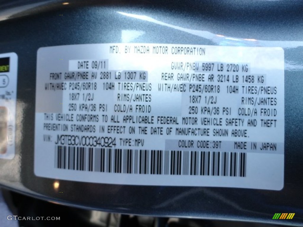 2012 CX-9 Color Code 39T for Dolphin Gray Mica Photo #56929653