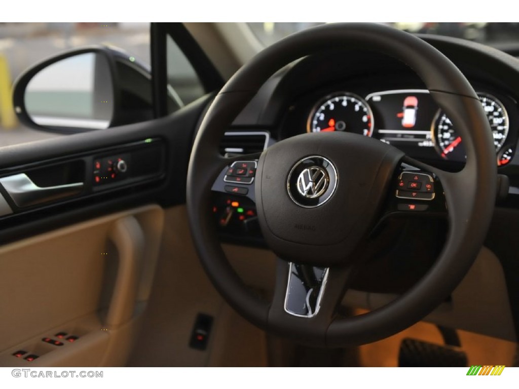 2012 Volkswagen Touareg VR6 FSI Sport 4XMotion Cornsilk Beige Steering Wheel Photo #56930293