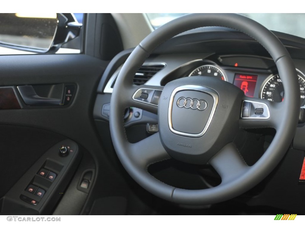 2012 Audi A4 2.0T quattro Sedan Black Steering Wheel Photo #56932324