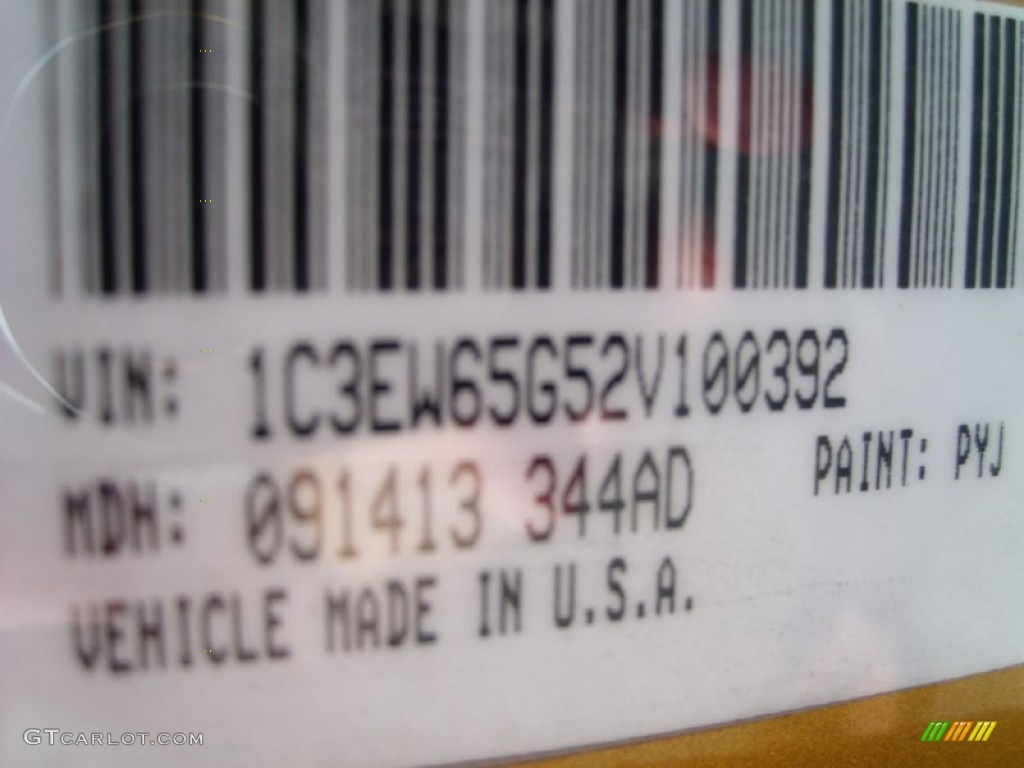 2002 Chrysler Prowler Roadster Color Code Photos