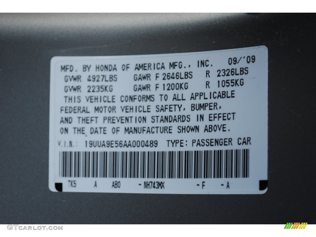 NH743 2010 Acura TL 3.7 SH-AWD Technology Parts