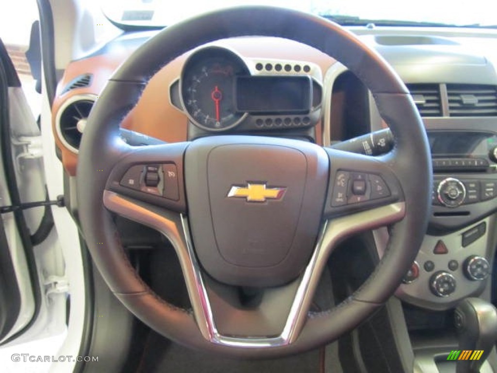2012 Chevrolet Sonic LTZ Sedan Jet Black/Brick Steering Wheel Photo #56941771