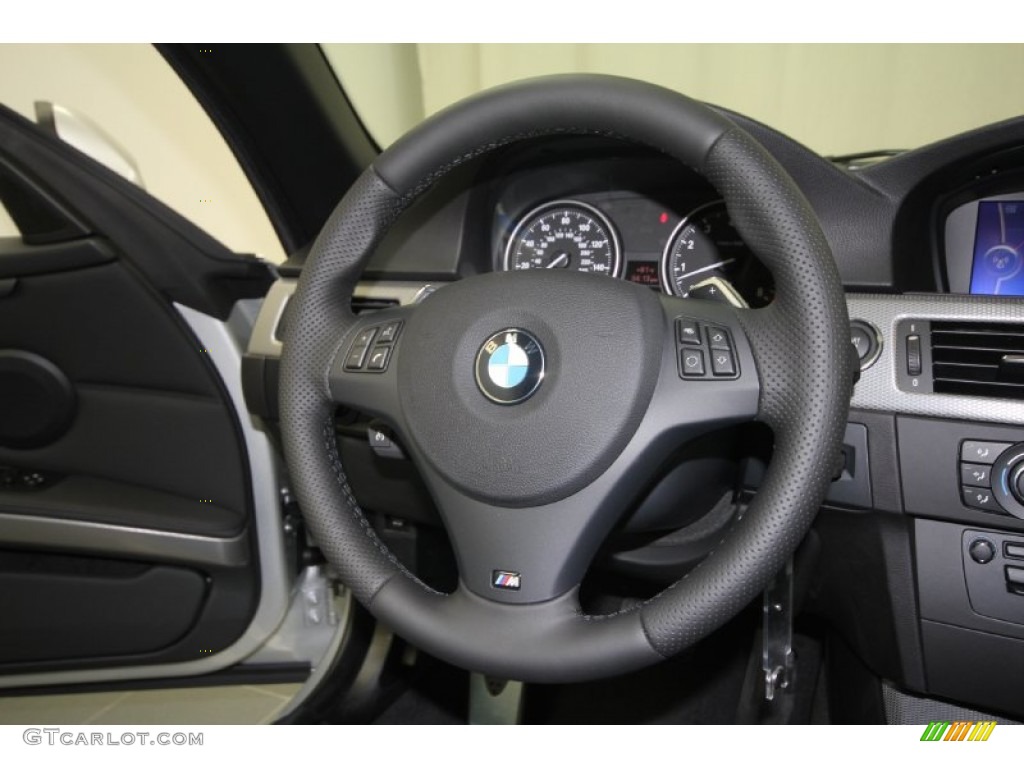2012 BMW 3 Series 328i Convertible Black Steering Wheel Photo #56949572