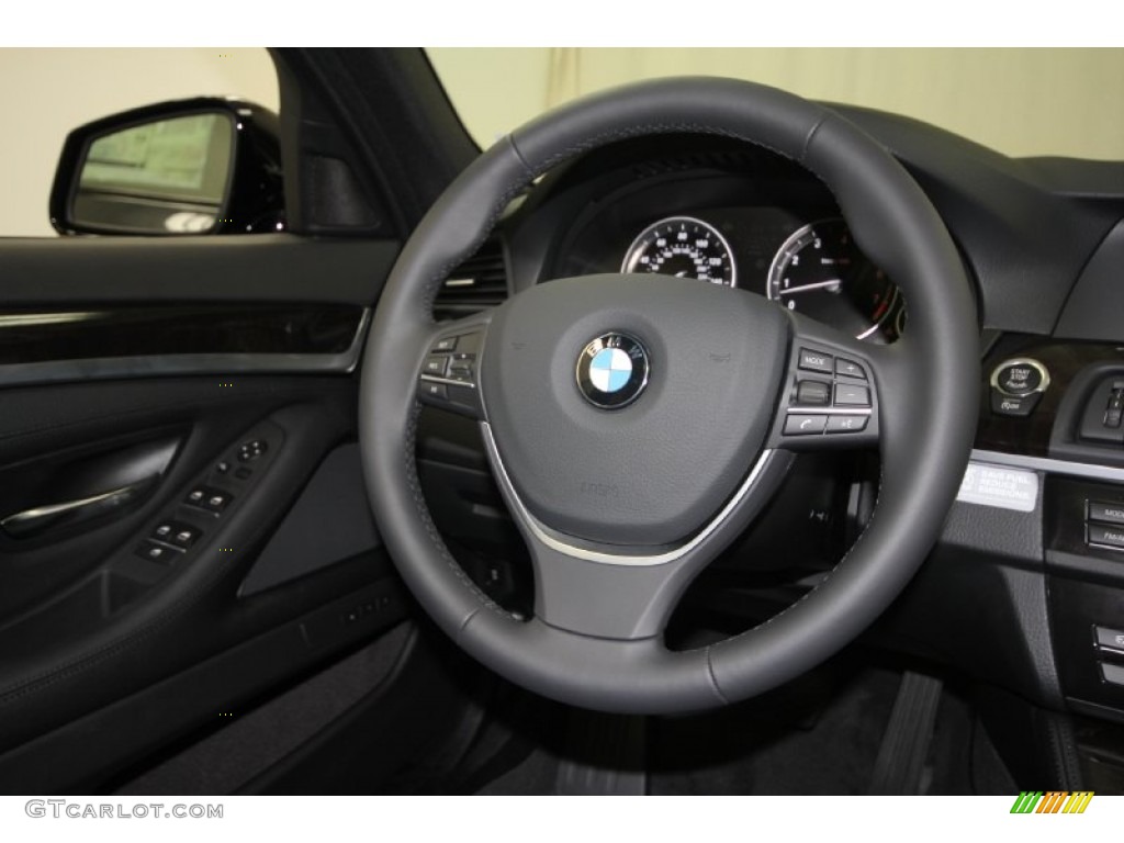 2012 BMW 5 Series 535i Sedan Black Steering Wheel Photo #56950277