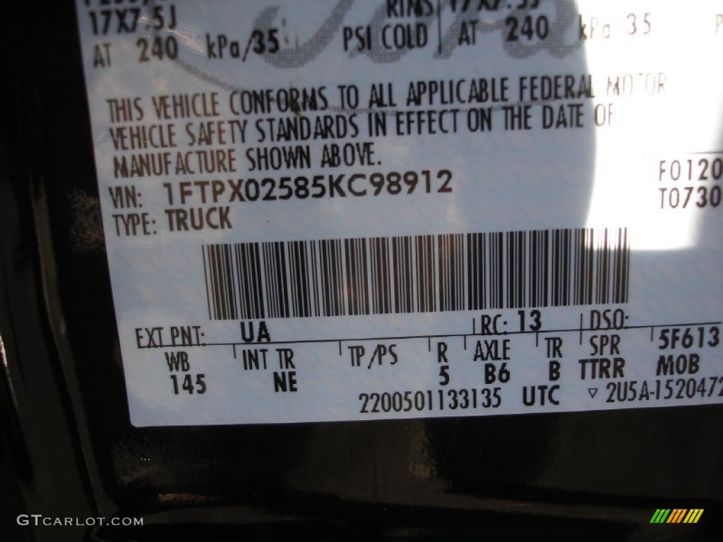 2005 F150 Color Code UA for Black Photo #56955386