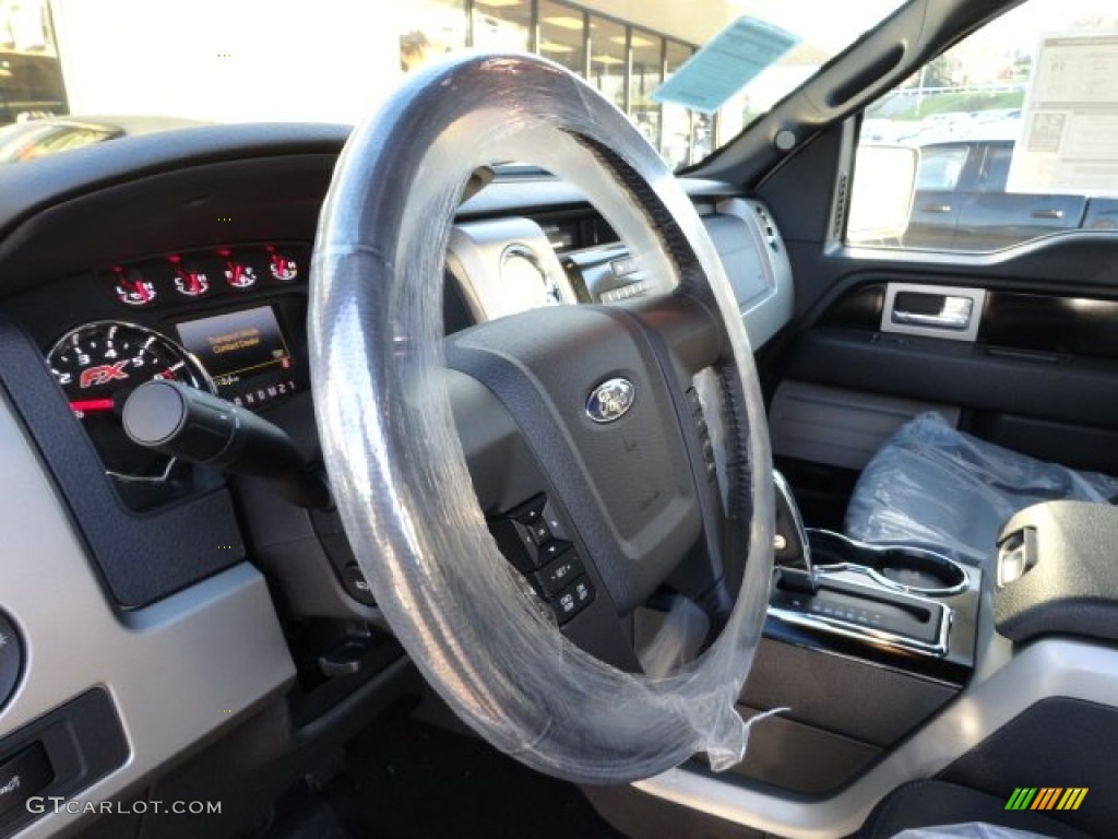 2012 Ford F150 FX4 SuperCab 4x4 Black Steering Wheel Photo #56957453