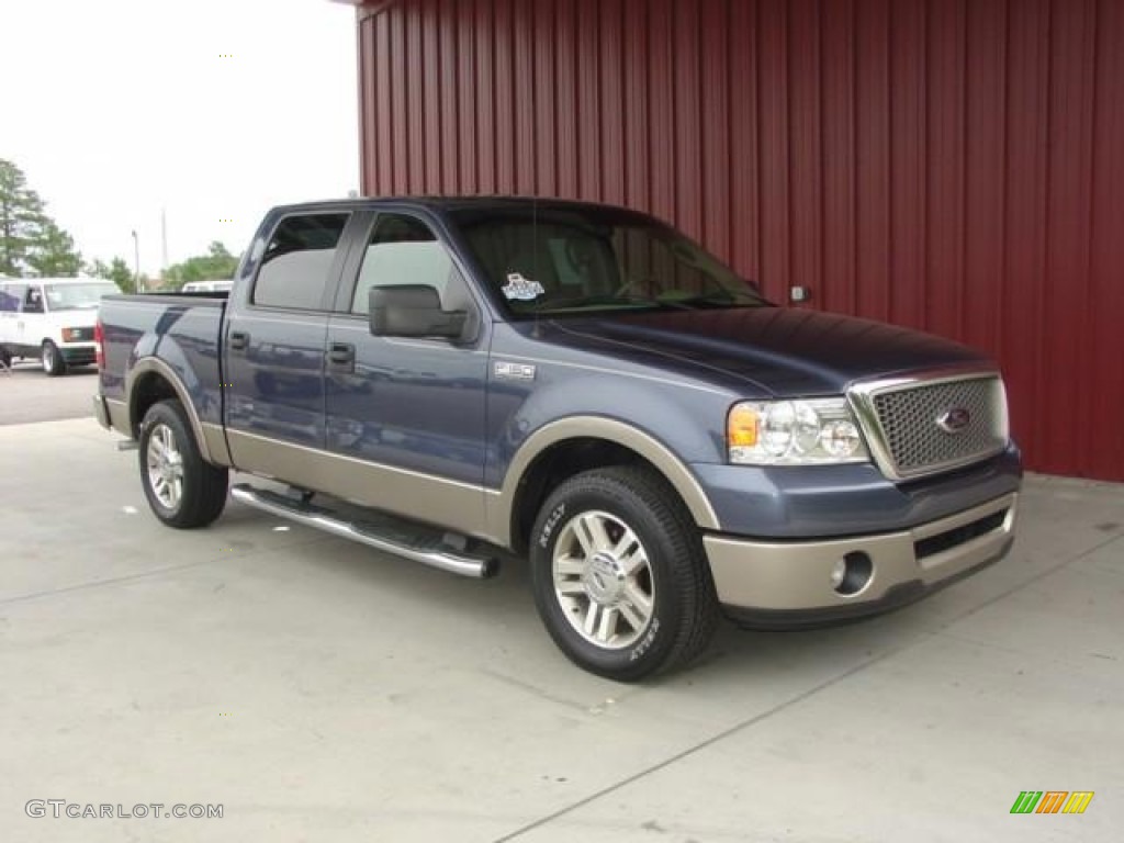 2006 F150 Lariat SuperCrew - Medium Wedgewood Blue Metallic / Tan photo #2