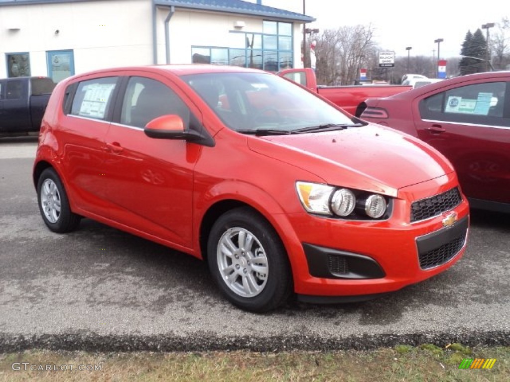 Inferno Orange Metallic 2012 Chevrolet Sonic LT Hatch Exterior Photo #56967998