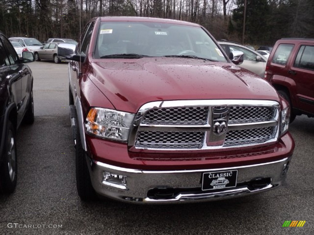 2012 Ram 1500 Laramie Crew Cab 4x4 - Deep Cherry Red Crystal Pearl / Dark Slate Gray photo #2