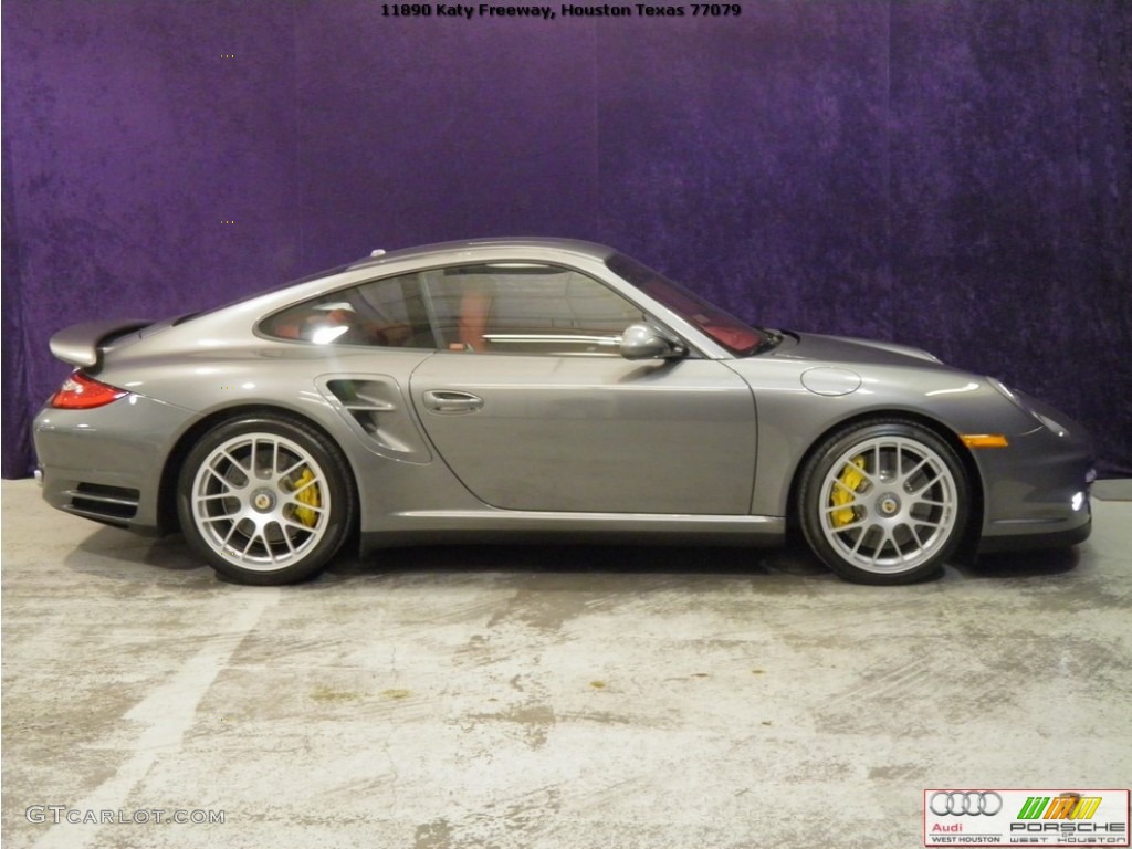 2011 911 Turbo S Coupe - Meteor Grey Metallic / Carrera Red photo #6