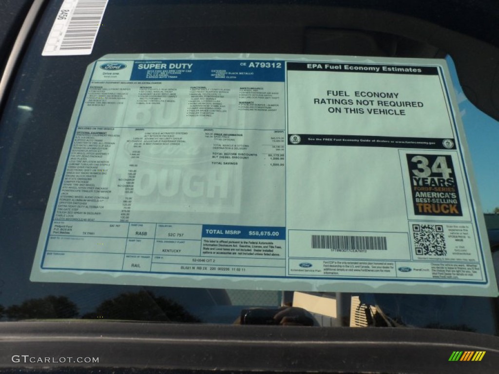 2012 Ford F350 Super Duty XLT Crew Cab 4x4 Dually Window Sticker Photo #56973362