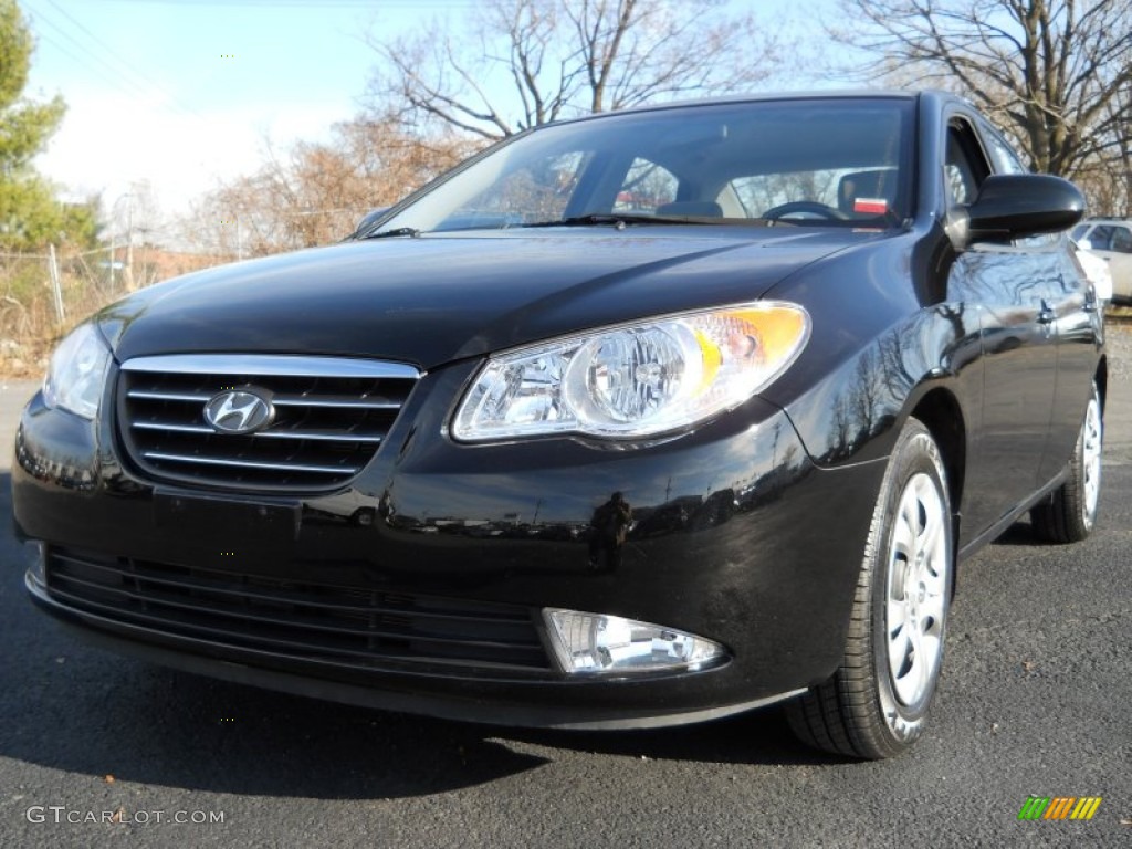 2009 Elantra GLS Sedan - Black Pearl / Gray photo #1