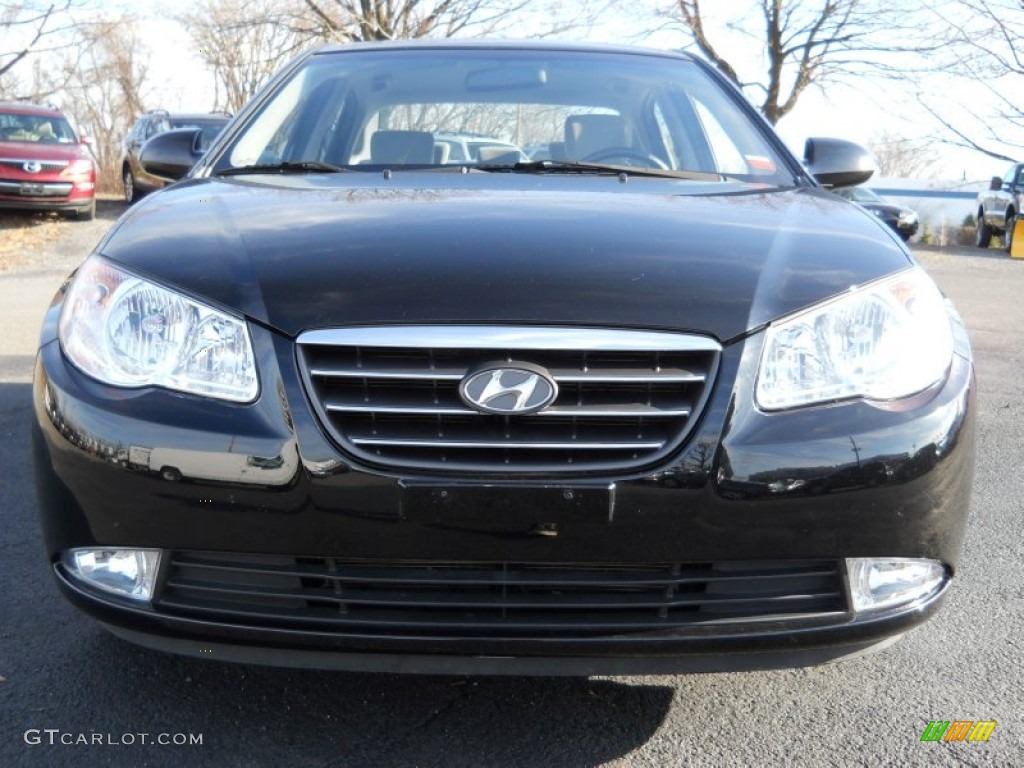 2009 Elantra GLS Sedan - Black Pearl / Gray photo #4