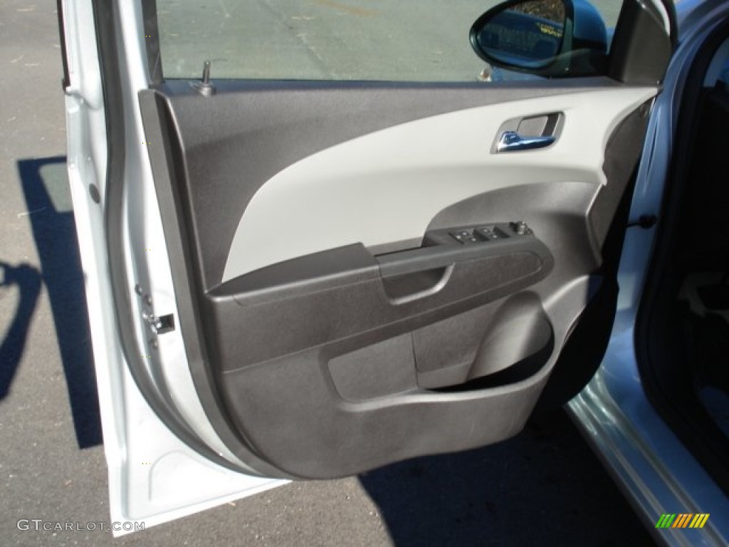 2012 Chevrolet Sonic LT Sedan Jet Black/Dark Titanium Door Panel Photo #56977151