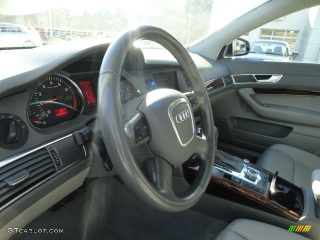 2005 Audi A6 3.2 quattro Sedan Platinum Steering Wheel Photo #56978552