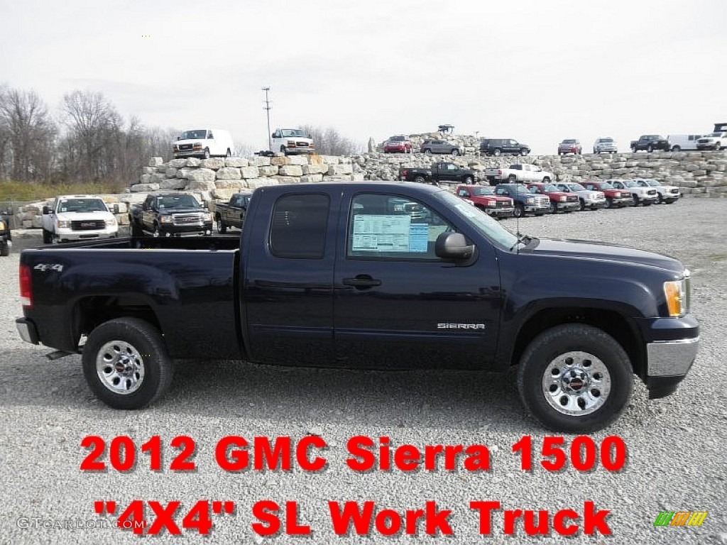 2012 Sierra 1500 SL Extended Cab 4x4 - Midnight Blue Metallic / Dark Titanium photo #1