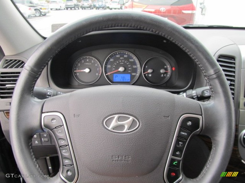 2010 Hyundai Santa Fe SE 4WD Cocoa Black Steering Wheel Photo #57002573